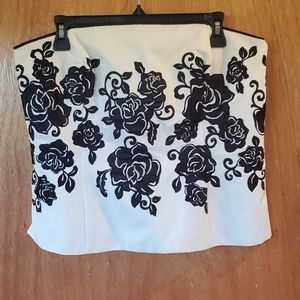 White House Black Market strapless embroidered top